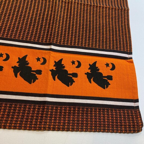 Vintage Halloween Dish Tea Towel Cotton 29" x 18.5" Witch Moon Black Orange - Picture 7 of 8